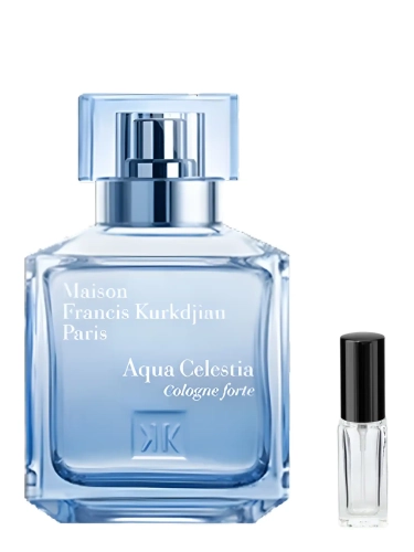 Szklana odlewka krystalicznego zapachu MFK Aqua Celestia Cologne Forte od Perfame. Owocowe i rześkie nuty zapewniają uczucie bezkresnej świeżości.