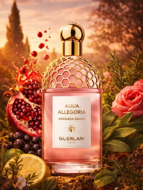 Odlewka soczystego aromatu Guerlain Granada Salvia w ofercie Perfame. Owoc granatu i szałwia tworzą pyszną, orzeźwiającą mieszankę.