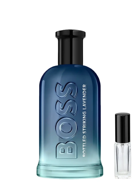 Szklana odlewka wyrazistej wody Hugo Boss BOSS Bottled Striking Lavender od Perfame. Aromatyczna lawenda i męskie akordy budują nowoczesną klasykę.