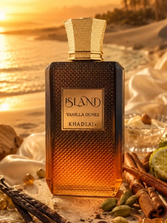 Odlewka słodkiej wody Khadlaj Island Vanilla Dunes od Perfame. Egzotyczna wanilia i piżmo przenoszą na słoneczne plaże.