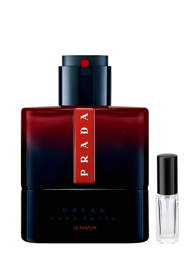 Szklana odlewka głębokiej kompozycji Prada Luna Rossa Ocean Le Parfum od Perfame. Szafran i dąb budują magnetyczny profil.