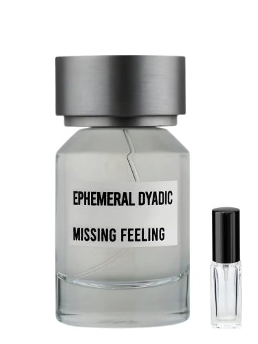 Szklana odlewka melancholijnej wody Ephemeral Dyadic Missing Feelings od Perfame. Delikatne, pudrowe akordy budzą głębokie emocje.