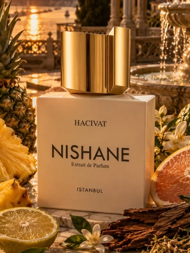 Szklana odlewka luksusowego ekstraktu Nishane Hacivat od Perfame. Ananas i mech dębowy tworzą potężną kompozycję o wielkiej trwałości.