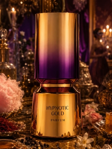 Szklana odlewka aromatu French Avenue Hypnotic Gold od Perfame. Złociste nuty bursztynu tworzą lśniący profil.