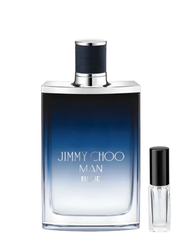 Szklana odlewka aromatycznego zapachu Jimmy Choo Man Blue od Perfame. Szałwia i skóra tworzą nowoczesny, miejski charakter.