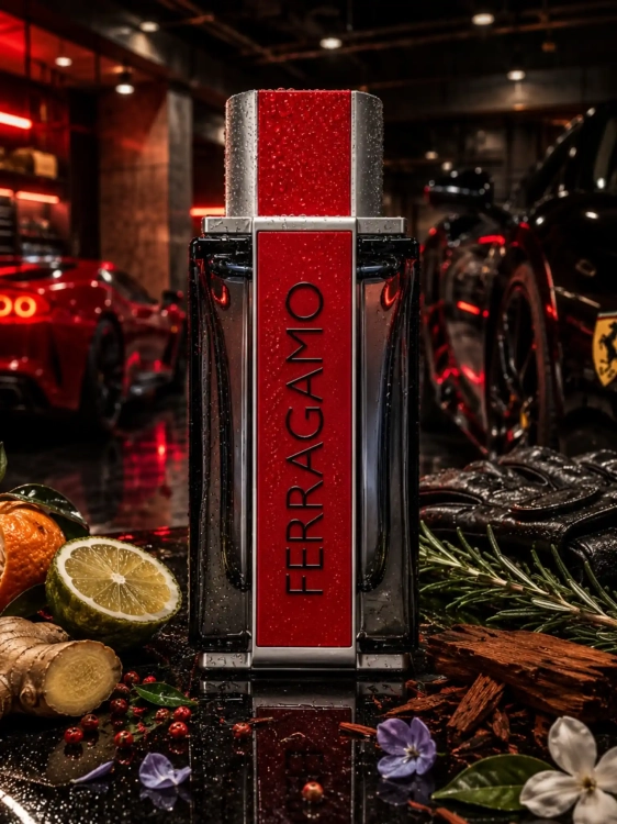 Szklana odlewka energetyzującej kompozycji Red Leather od Perfame. Imbir i skóra tworzą wibrujący, nowoczesny aromat.