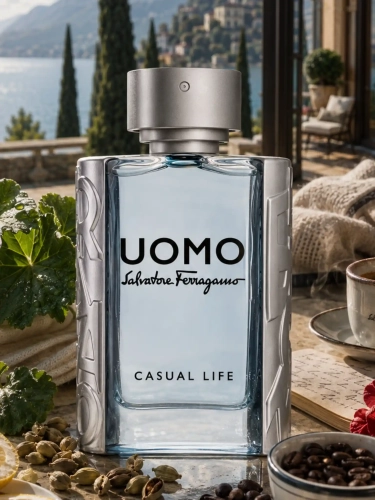 Szklana odlewka świeżej wody Casual Life od Perfame. Kawa i nuty wodne zapewniają radosną, codzienną energię.