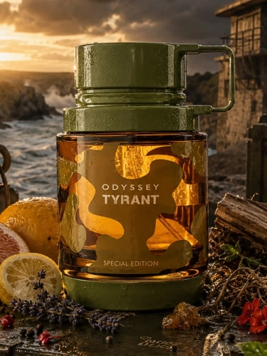 Szklana odlewka wody Armaf Odyssey Tyrant w ofercie Perfame. Przyprawowe i drzewne akordy budują aurę pewności siebie.