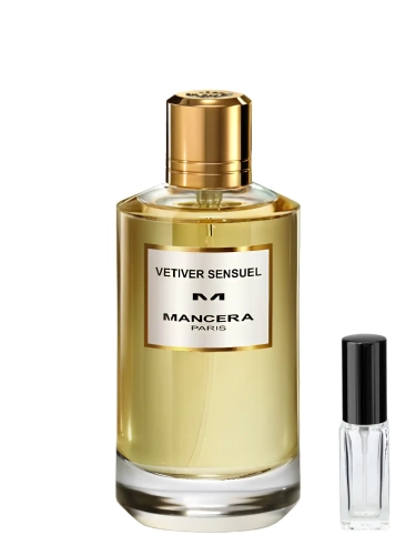 Szklana odlewka nowoczesnego zapachu Mancera Vetiver Sensuel od Perfame. Orzeźwiająca wetyweria i cytrusy łączą się w elegancki, drzewny aromat.