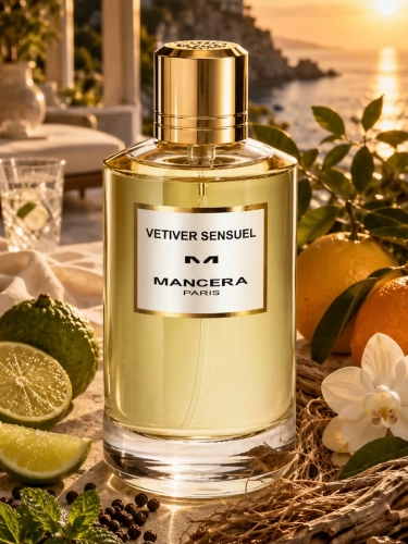 Szklana odlewka nowoczesnego zapachu Mancera Vetiver Sensuel od Perfame. Orzeźwiająca wetyweria i cytrusy łączą się w elegancki, drzewny aromat.