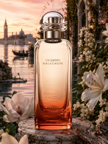 Szklana odlewka kwiatowej wody Hermès Un Jardin Sur La Lagune dostępna w Perfame. Magnolia i nuty morskie przywodzą na myśl wenecki ogród.