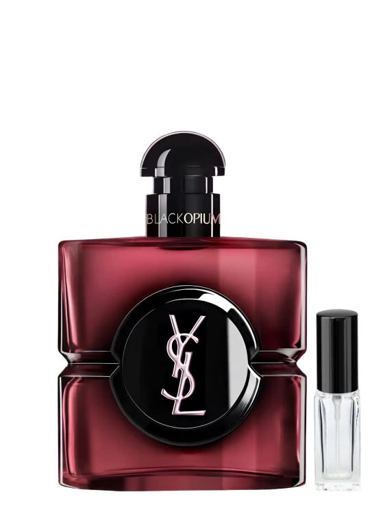Szklana odlewka YSL Black Opium Pink Glaze od Perfame. Damski zapach z truskawką, zieloną mandarynką i bergamotką.
