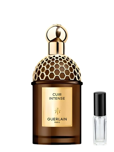 Szklana odlewka Guerlain Cuir Intense od Perfame – skórzane perfumy unisex z tytoniem, cedrem i drzewem sandałowym.