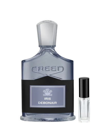 Szklana odlewka Creed Iris Debonair od Perfame – aromatyczne perfumy unisex z lawendą, figą, bergamotką i kosatcem bladym.