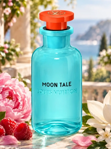 Szklana odlewka Louis Vuitton Moon Tale od Perfame – świeże perfumy unisex z maliną, piwonią, magnolią i jaśminem.