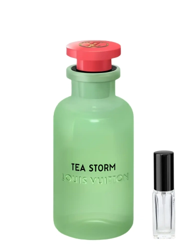 Szklana odlewka Louis Vuitton Tea Storm od Perfame – świeże perfumy unisex z trawą cytrynową, różą, magnolią i herbatą.