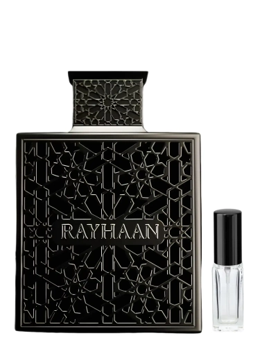 Szklana odlewka Rayhaan Obsidian od Perfame – męskie perfumy z irysem, skórą, drzewem sandałowym i cedrem.
