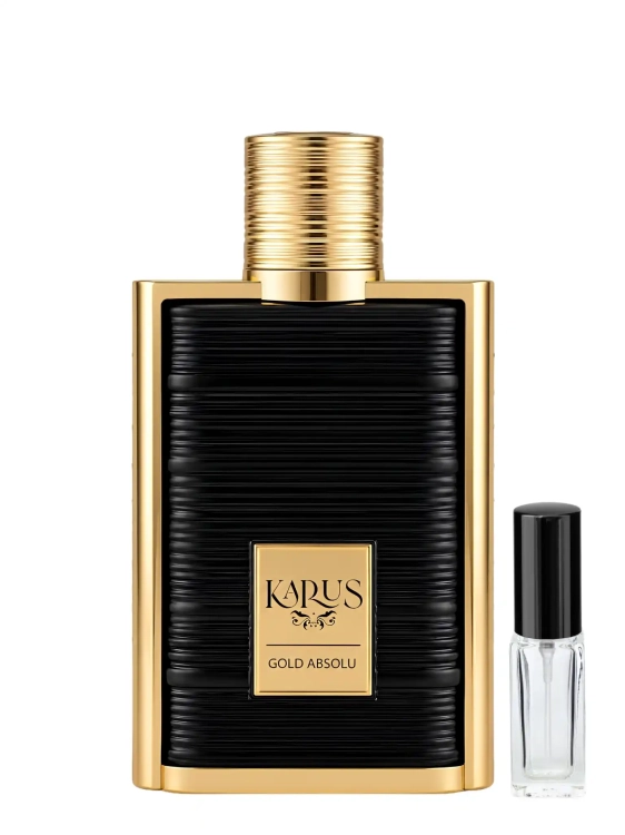 Szklana odlewka Khadlaj Karus Gold Absolu od Perfame – perfumy unisex z kandyzowaną cytryną, praliną, magnolią i piżmem.