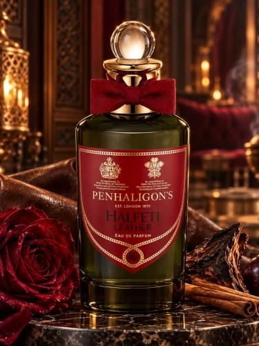 Szklana odlewka Penhaligon's Halfeti Leather od Perfame – perfumy unisex ze śliwką, kardamonem, skórą i oudem.