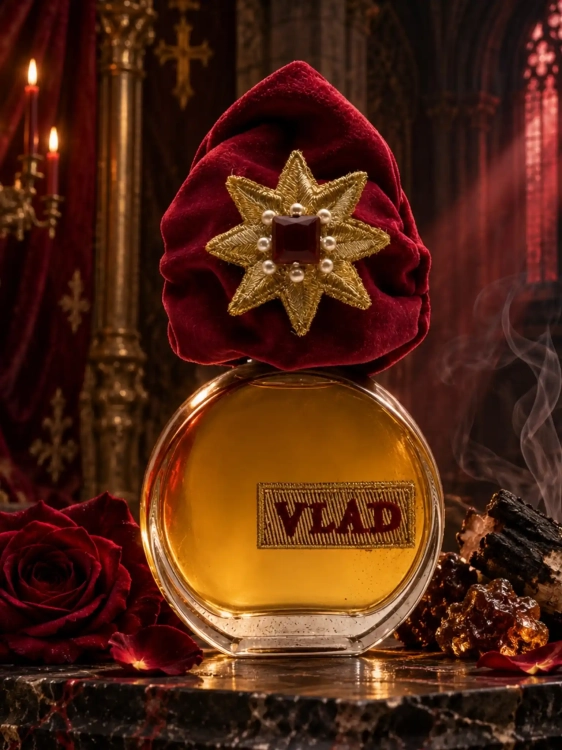 Szklana odlewka Filippo Sorcinelli VLAD od Perfame – perfumy unisex z brzozą, paczulą, kadzidłem, różą i mirrą.